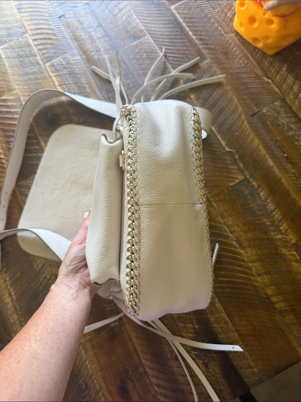 Coach White Leather Dakota Crossbody Bag with Fringe and Chain Trim - Picture 15 of 16